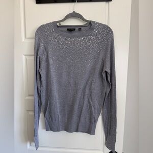 Ted Baker Cotton Cashmere Blend Elegant Gray Crew Neck Sweater